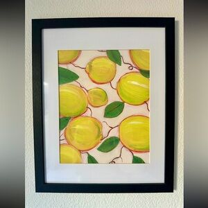 Hand painted lemons and frame